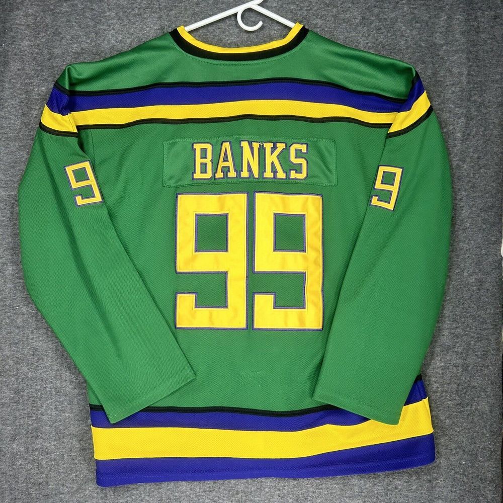 Vintage Mighty Ducks D-5 Jersey Mens 2XL Green Embroidered Adam Banks #99 Movie - Picture 10 of 13